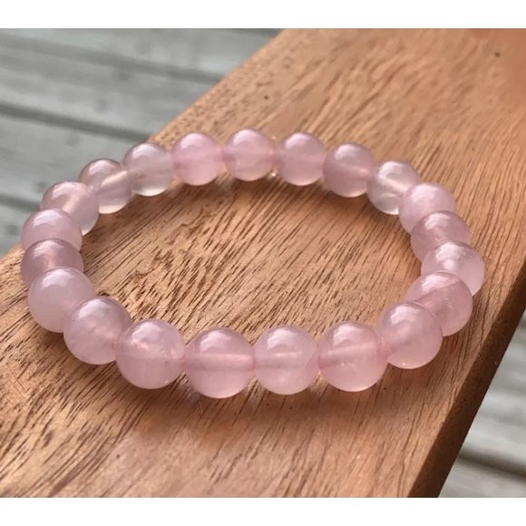 10mm Rose Quartz Beaded Stretch Bracelet - Picture 4 of 11